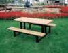 Rectangular 6 Ft. Recycled Plastic Picnic Table - Powder Coated Steel Frame - In-Ground Mount