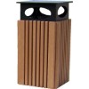 Picture of 40 Gallon Square Trash Can with Rain Cap - Recycled Plastic - Portable 