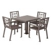 Biscayne 36" Powder Coated Steel Patio Table with 4 Chairs Set