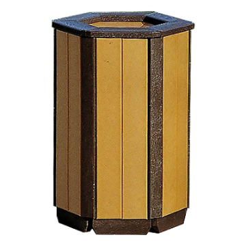 Recycled Plastic Hexagon Trash Receptacle - Fits 32 And 55 Gallon - Portable