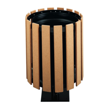 32 Gallon Recycled Plastic Circular Trash Receptacle With Pedestal Stand - Surface Mount