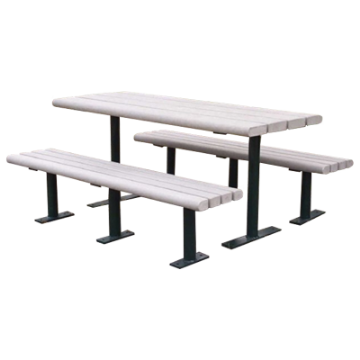 Rectangular 8 Ft. Recycled Plastic Picnic Table - Steel Frame - Inground Or Surface Mount