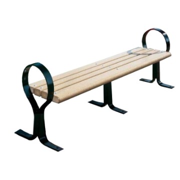 8 Ft. Recycled Plastic Flat Hoop Bench Without Back - Steel Frame - Surface Mount