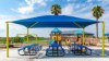 16 Foot Square Shade Structure - Polyethylene Fabric With Steel Frame - Inground Mount