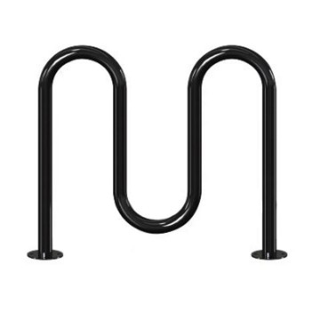 5 Space Single Wave Bike Rack - Black Powder Coated - In-Ground Or Surface Mount