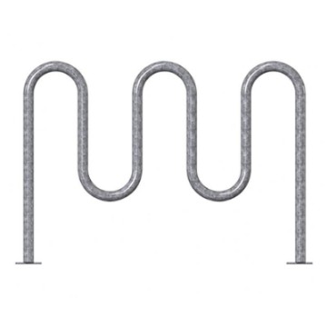 7 Space Single Wave Bike Rack - Galvanized - In-Ground Or Surface Mount